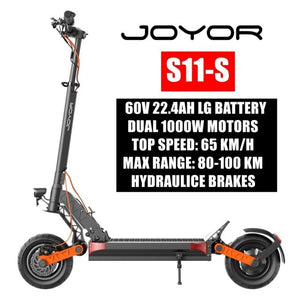 JOYOR S Series 10 Inch Dual Motor Off-Road Electric Scooter Double Drive Hoverboard Adult Foldable 48V 60V MACURY KickScooter